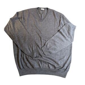 Peter Millar Mens XXL Heather Grey Merino Wool Lyocell V-Neck Sweater RN100308